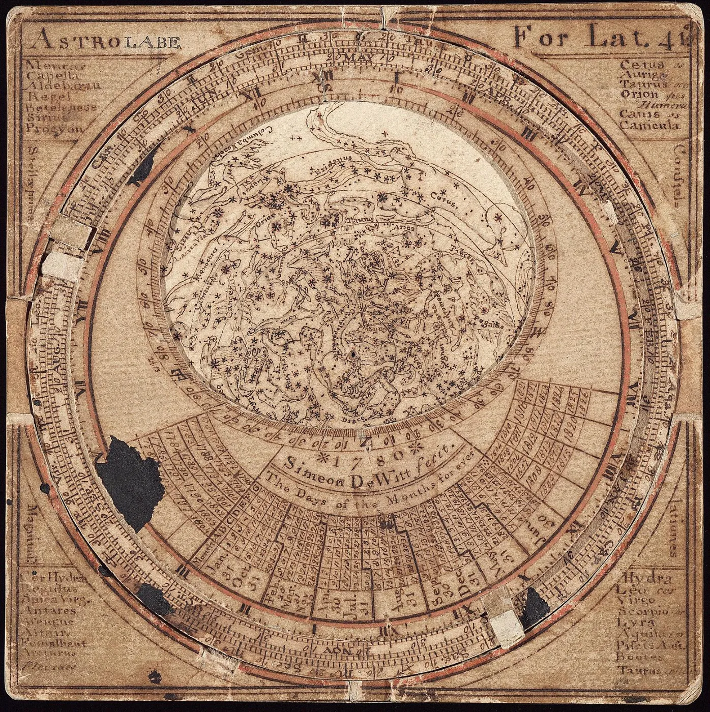 Celestial Planisphere Called Astrolabe for Latitude 41